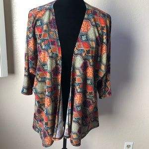 🔺SOLD🔻LulaRoe Small Duster Red Orange Multicolored Fall